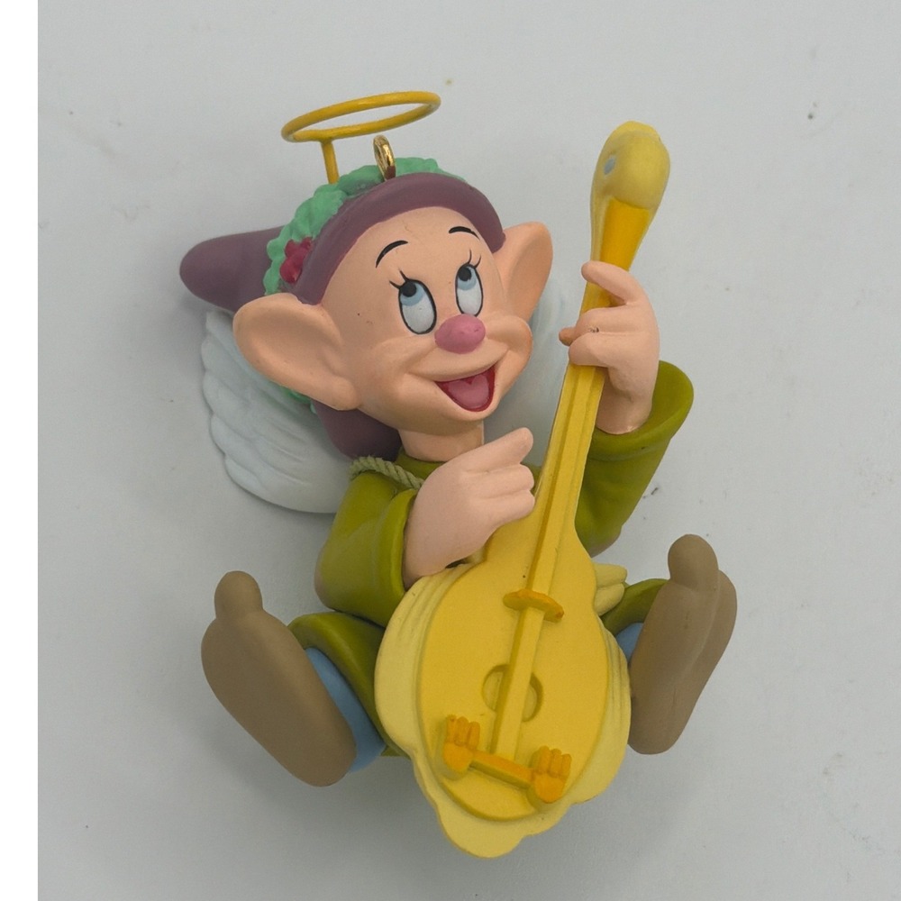 Hallmark Keepsake Disney Snow White Dopey Angel Lute Christmas Ornament 1999